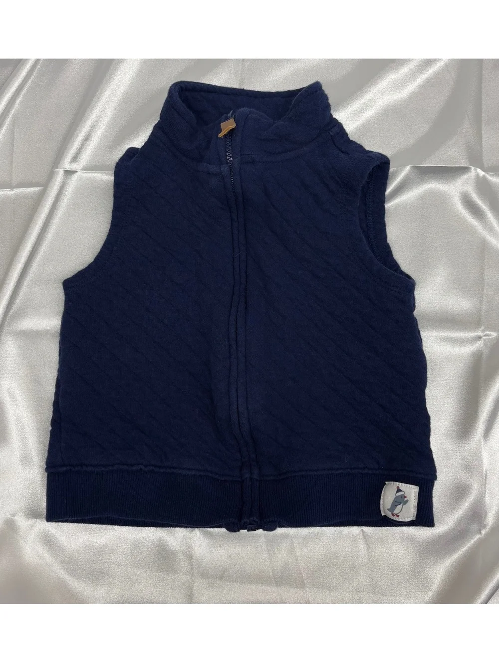 Carter’s Boys’ Navy Blue Quilted Vest with Penguin Patch Size 18m